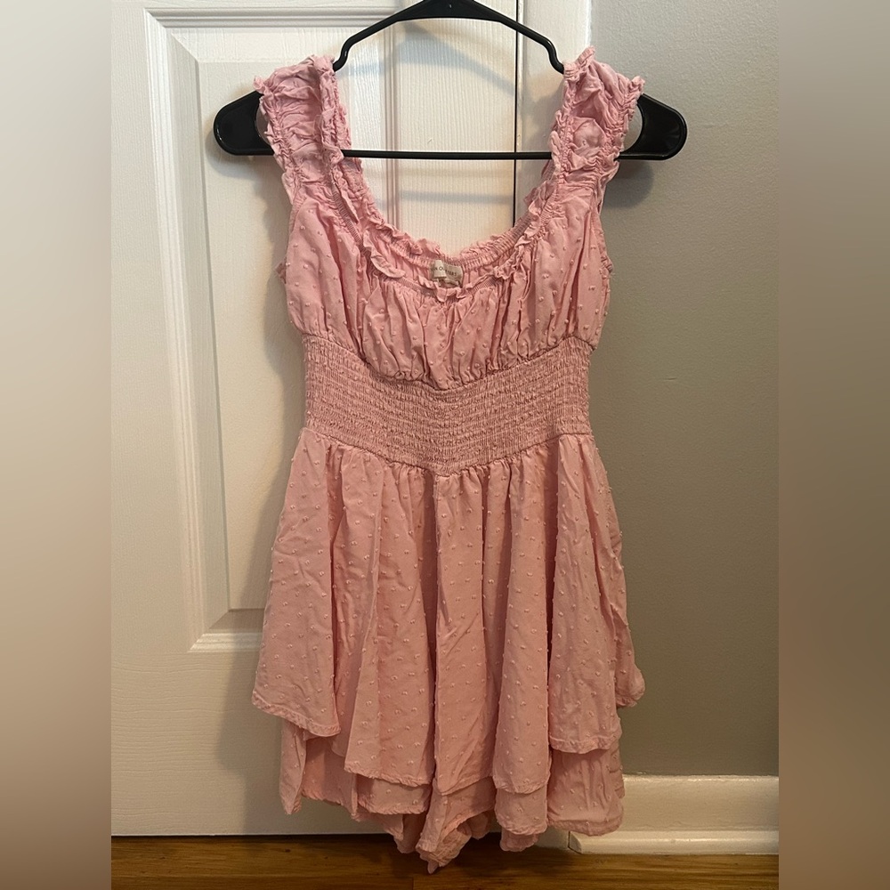 Pink Ruffled Sleeveless Romper